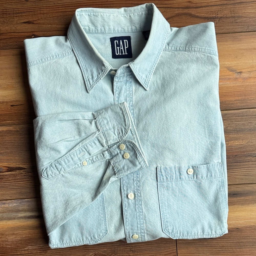 GAP Light Wash Denim Button Down Shirt XXL Classic Oversized vintage
